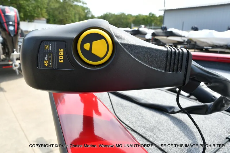 Slide: The Image of Trolling motor control on 2025 Tracker Pro Team 190 TX boat, featuring Edge 45 thrust. - 25
