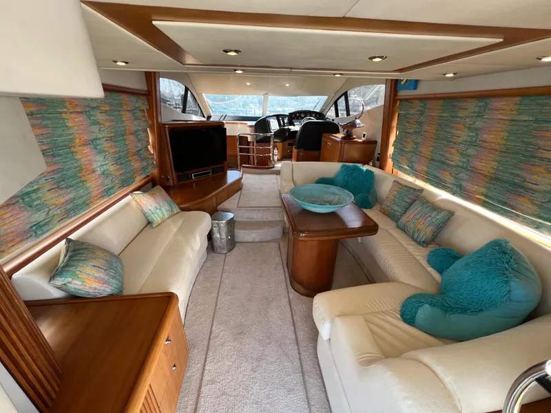 Slide: The Image of Luxurious interior of 2008 Sunseeker Manhattan 50 yacht with plush seating and modern decor. - 17