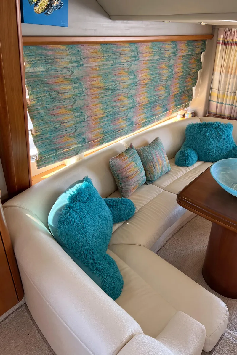 Slide: The Image of Luxurious interior of 2008 Sunseeker Manhattan 50 yacht with plush seating and vibrant decor. - 21