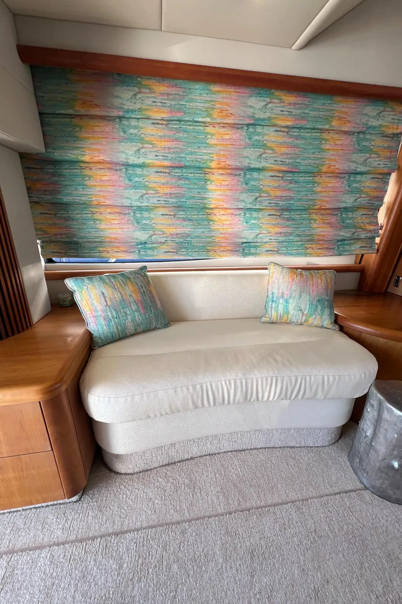 Slide: The Image of Luxurious interior of 2008 Sunseeker Manhattan 50 yacht with colorful decor and cozy seating. - 22