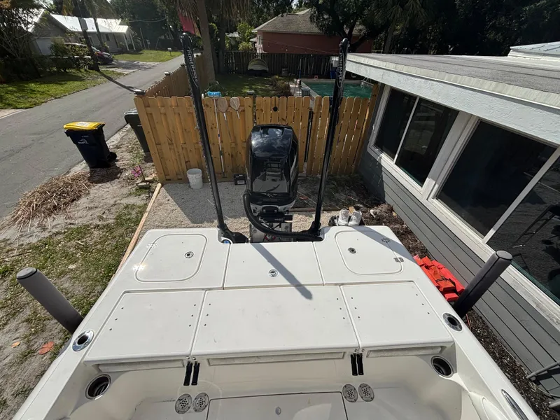 Slide: The Image of 2016 ShearWater 260 Carolina Bay boat parked beside a house, viewed from above. - 27