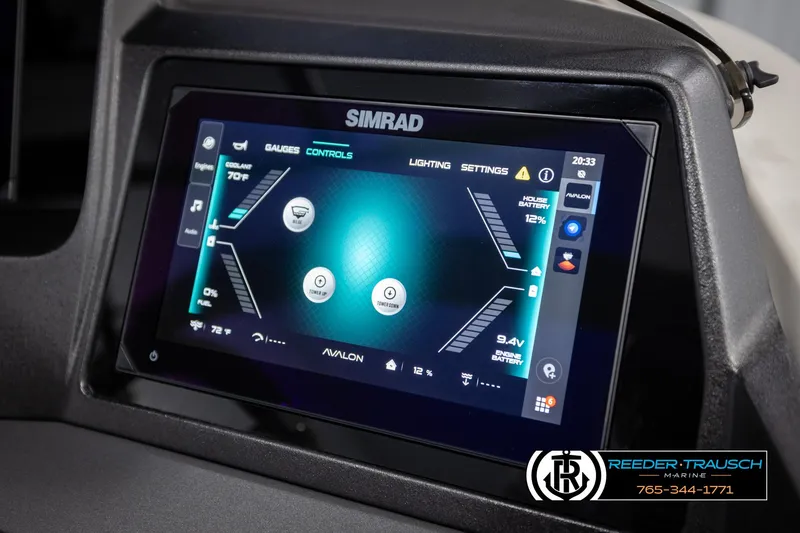 Slide: The Image of Simrad display in 2025 Avalon Excalibur LTD CRB, showcasing controls and settings. - 35