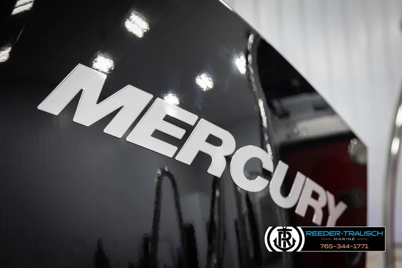 Slide: The Image of 2025 Avalon Excalibur LTD CRB with Mercury branding, Reeder-Trausch Marine logo visible. - 48