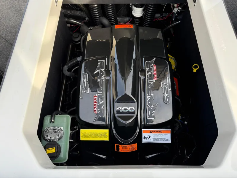 Slide: The Image of 2018 Moomba Helix engine compartment featuring a powerful Raptor 6.2L motor. - 32