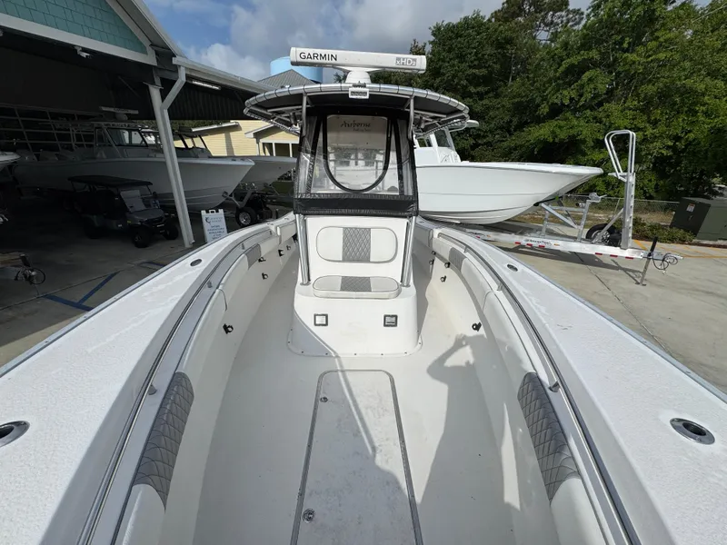 Slide: The Image of 2006 Cape Horn 31 T boat with Garmin equipment, docked outdoors. - 21