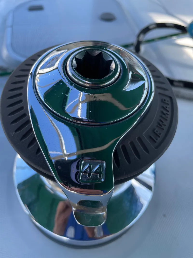 Slide: The Image of Close-up of a Lewmar winch on a 1994 Beneteau Oceanis 440 sailboat. - 30