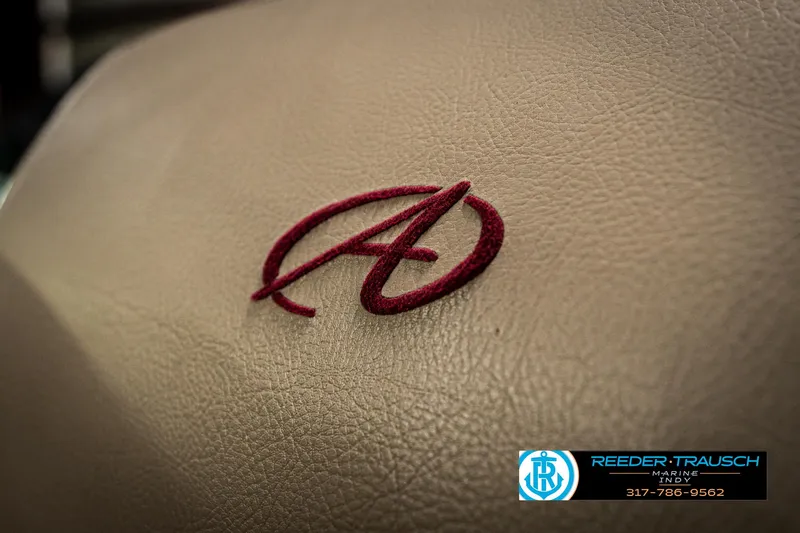 Slide: The Image of Embroidered Avalon logo on beige leather seat, 2019 Eagle model. - 33