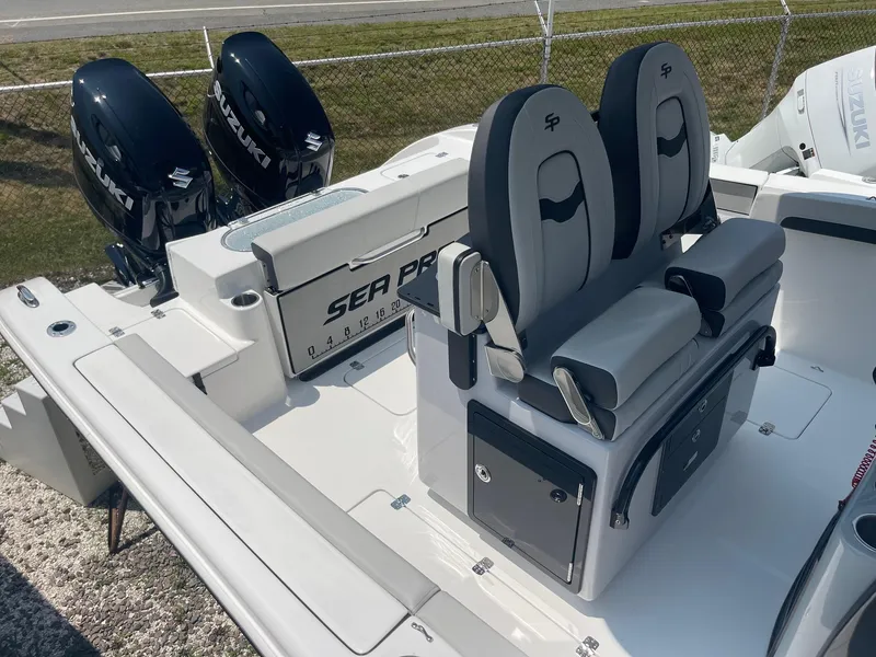 Slide: The Image of 2025 Sea Pro 262 Offshore boat with dual engines and comfortable seating. - 39