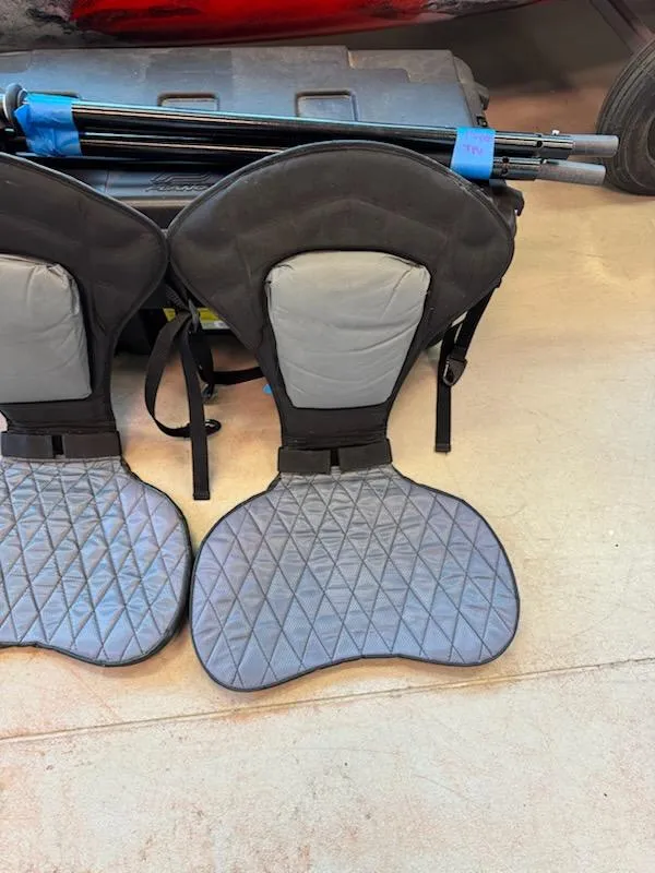 Slide: The Image of Hobie Mirage Tandem Island 2012 kayak seats with diamond-patterned cushions. - 10