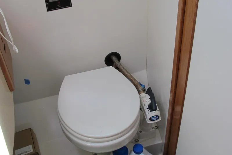 Slide: The Image of Boat bathroom with toilet in 1997 Catalina 42 MkII yacht. - 43