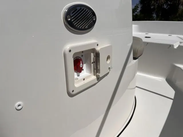 Slide: The Image of 2025 Key West 189 FS boat detail showing a control panel and speaker. - 26