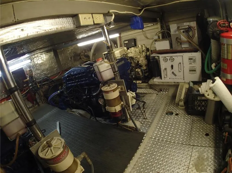 Slide: The Image of Engine room of 1987 Tayana 45 Expedition Trawler with equipment and machinery. - 23