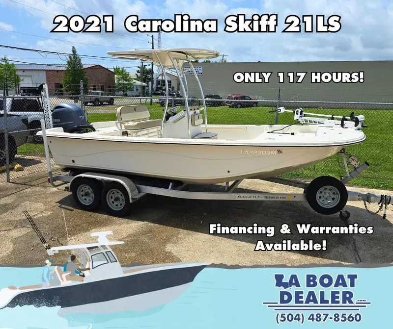 Slide: The Image of 2021 Carolina Skiff 21 LS boat on trailer, only 117 hours, financing available. - 0