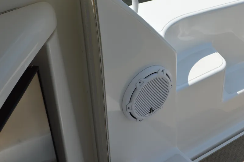 Slide: The Image of 2006 Tiara Yachts 4300 Sovran speaker detail on white interior. - 43
