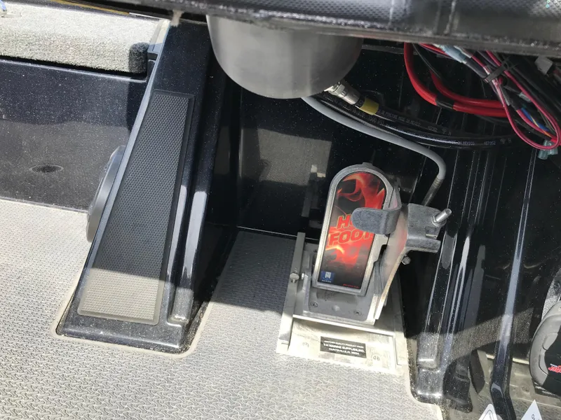 Slide: The Image of 2023 Ranger Z520R Ranger Cup Equipped boat interior with foot pedal and wiring. - 26