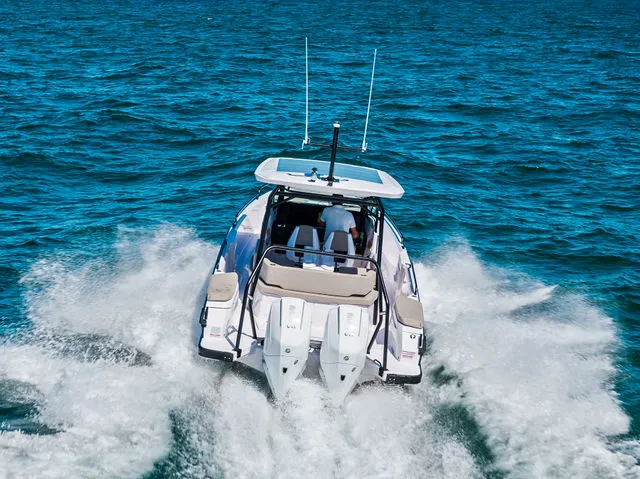 Slide: The Image of Anchor compartment of 2026 Axopar 29 Sun-Top boat with marine equipment. - 34