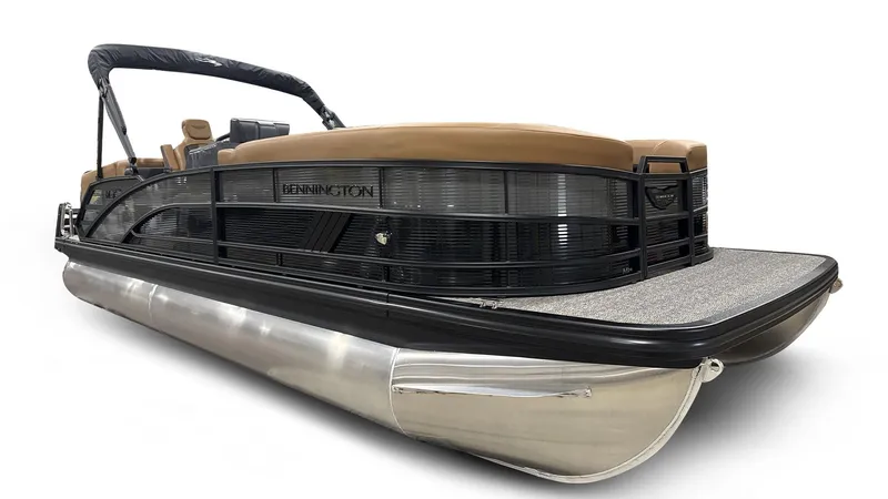 Slide: The Image of 2025 Bennington M Quad Bench 24 MFB pontoon boat with sleek design and modern features. - 1