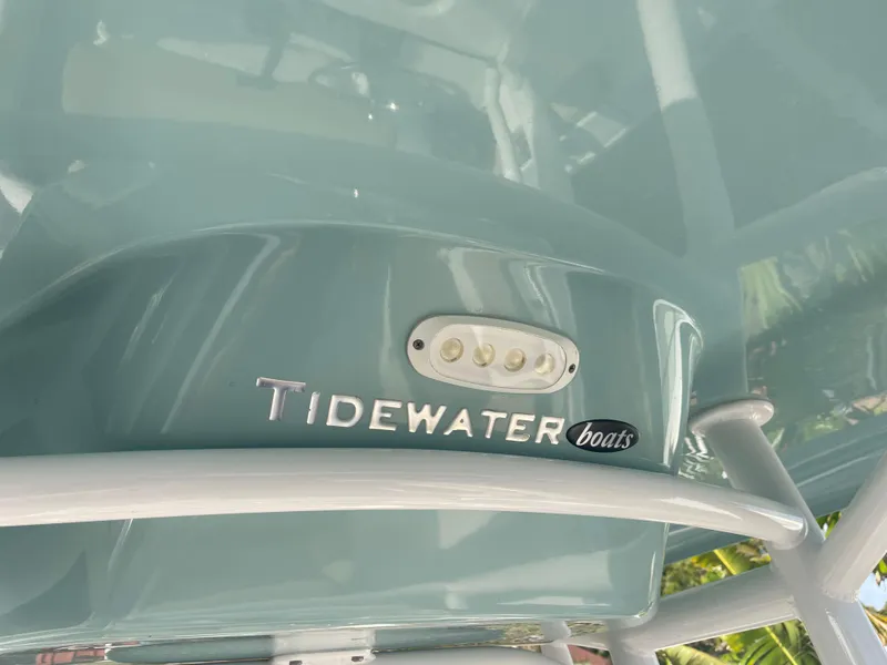 Slide: The Image of 2022 Tidewater Adventure boat logo and light detail. - 7