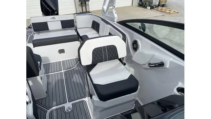 Slide: The Image of 2024 Monterey M-65 boat interior with sleek seating and modern design. - 7