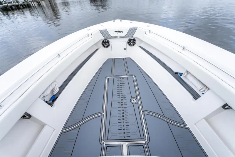 Slide: The Image of 2022 Invincible 39 Open Fisherman boat deck with sleek design and spacious layout. - 33