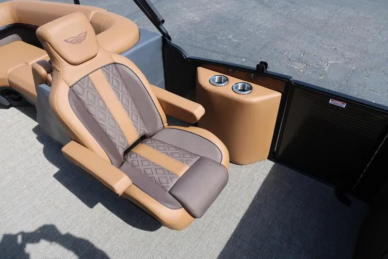 Slide: The Image of Luxurious seating on 2025 Bennington M Quad Bench 22 MFB with cup holders. - 21