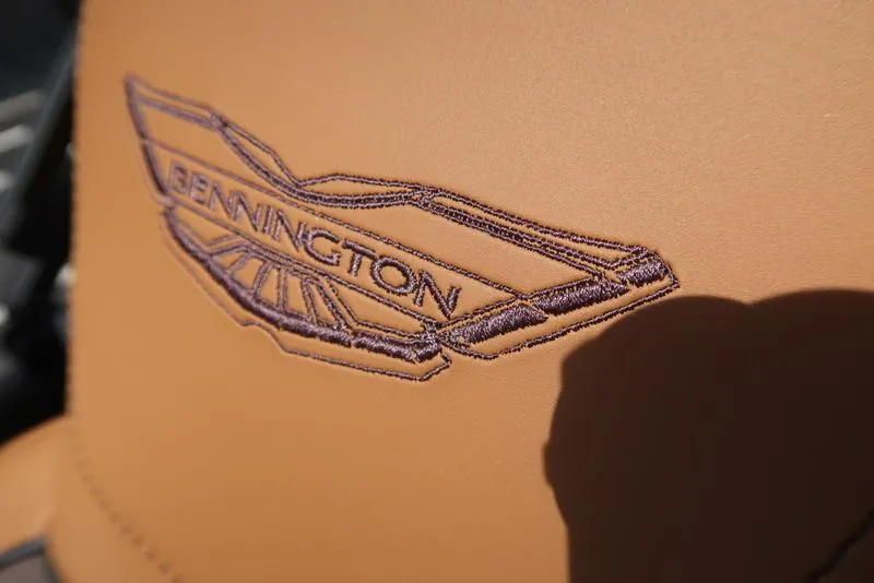 Slide: The Image of Brown leather seat with embroidered Bennington logo, 2025 M Quad Bench 22 MFB. - 38