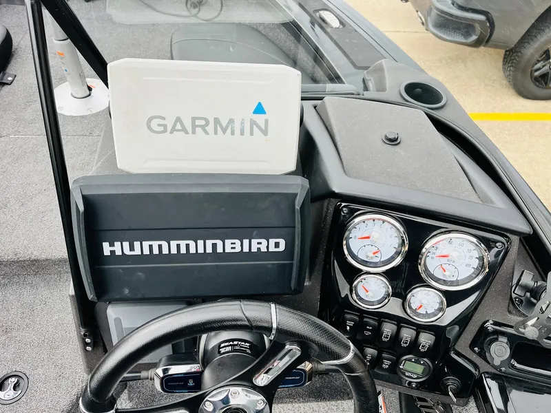 Slide: The Image of 2023 Tracker Targa V-19 WT dashboard with Garmin and Humminbird electronics. - 37