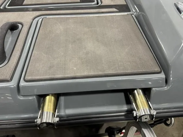 Slide: The Image of 2025 Lund 185 Impact GL Sport boat deck with retractable components. - 12