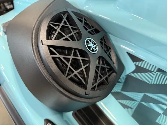 Slide: The Image of 2025 Yamaha Waverunner VX® Limited HO speaker detail, featuring sleek design and geometric patterns. - 15