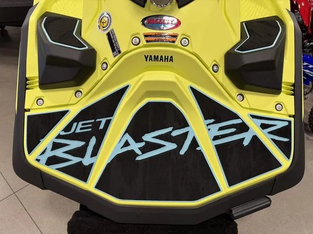 Slide: The Image of 2025 Yamaha Waverunner Jetblaster, vibrant yellow design with bold "Jet Blaster" branding. - 3