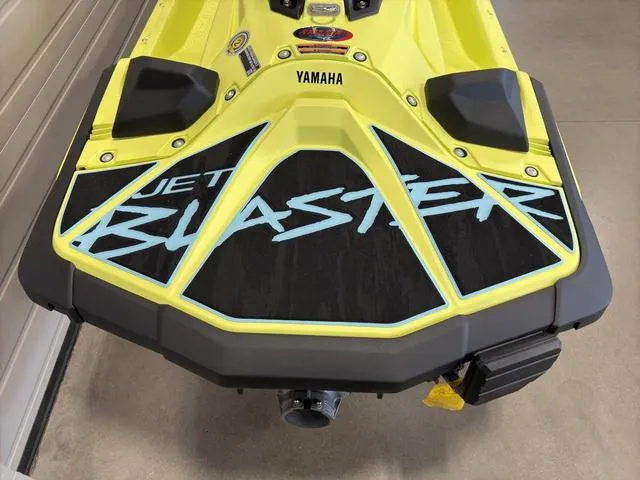 Slide: The Image of 2025 Yamaha Waverunner Jetblaster, vibrant yellow design, close-up view of rear deck. - 9