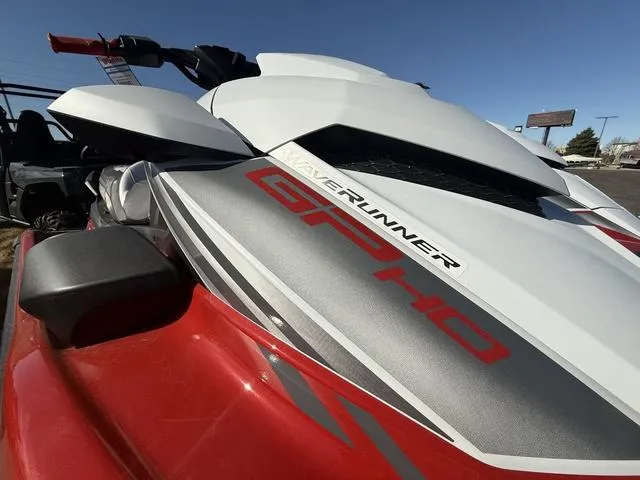 Slide: The Image of 2025 Yamaha Waverunner GP HO with Audio, red and white design, close-up view. - 6