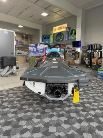 Slide: The Image of 2025 Yamaha Waverunner Jetblaster DLX 2-Up displayed in showroom, rear view. - 8