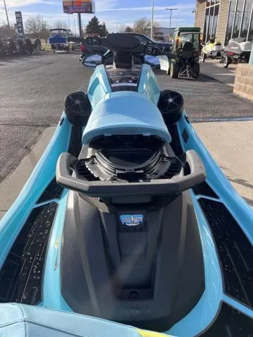 Slide: The Image of 2025 Yamaha Waverunner VX Limited HO in blue, parked outdoors, showcasing sleek design and features. - 17
