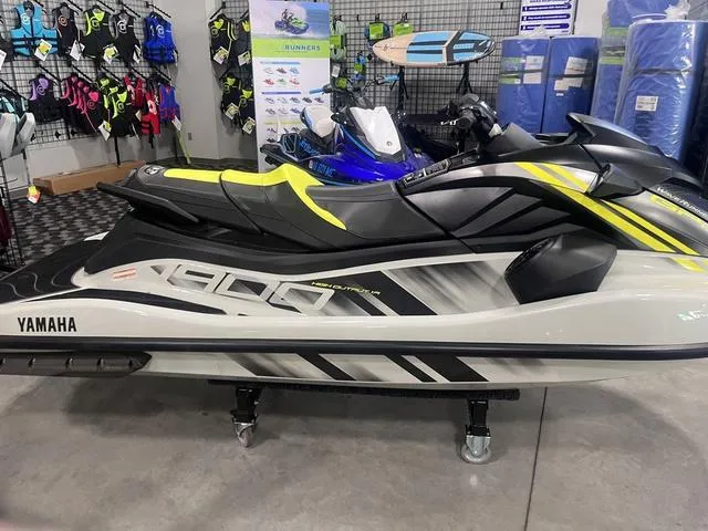 Slide: The Image of 2025 Yamaha Waverunner GP HO™ with Audio, sleek design, displayed in showroom. - 17