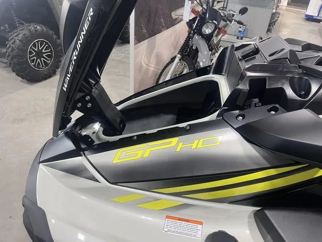 Slide: The Image of 2025 Yamaha Waverunner GP HO with Audio, showcasing sleek design and storage compartment. - 7