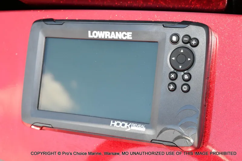 Slide: The Image of Lowrance Hook Reveal fish finder on 2021 Nitro Z18 boat dashboard. - 8
