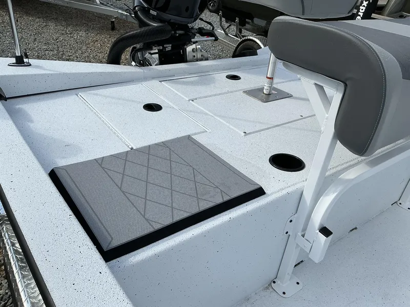 Slide: The Image of 2025 Xpress Hyper-Lift Bay Series 210 BAY-175 HP boat deck with seating and storage compartments. - 5