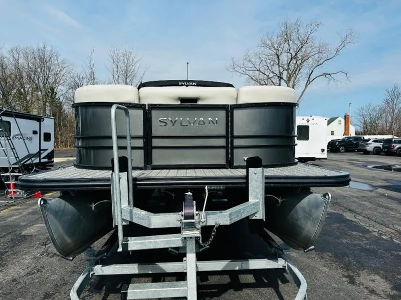 Slide: The Image of 2021 L-Series L5 CLZ pontoon boat on trailer in parking lot. - 4
