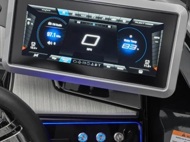 Slide: The Image of Dashboard of 2024 Yamaha Boats 222XD showing digital display with speed and temperature. - 5