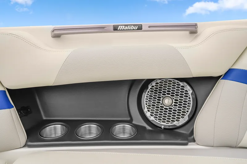 Slide: The Image of Interior of 2015 Malibu Wakesetter 24 MXZ with speaker and cup holders. - 6
