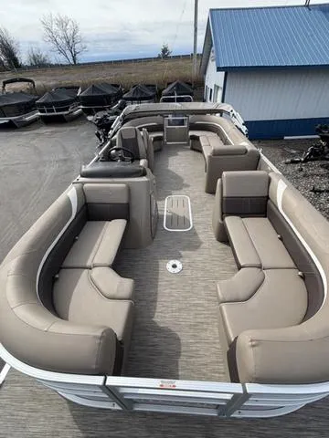 Slide: The Image of 2020 Bennington 22 SSX pontoon boat with spacious seating and modern design. - 8
