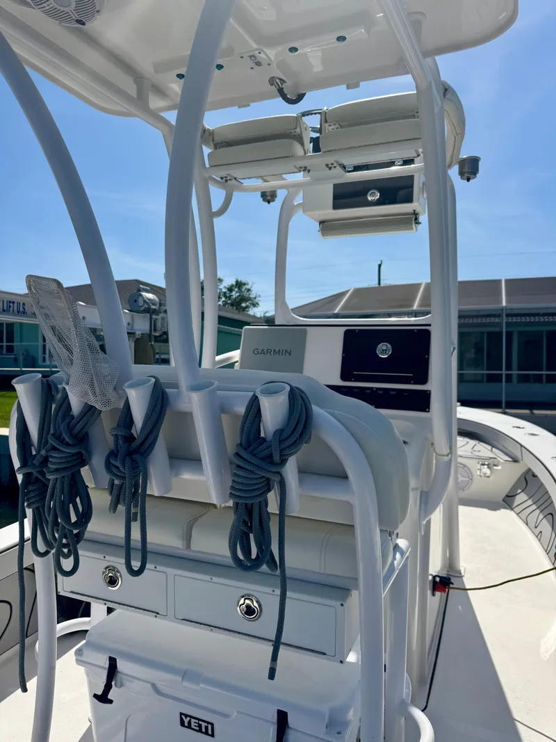 Slide: The Image of 2022 Xplor x24 Andros Mercury 300 boat with tower, featuring storage and equipment. - 32