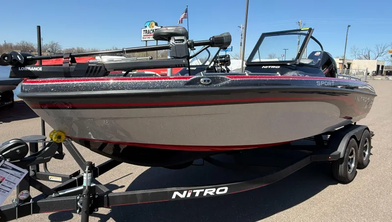 Slide: The Image of 2024 Nitro ZV19 Sport Pro boat on trailer, featuring sleek design and modern equipment. - 3