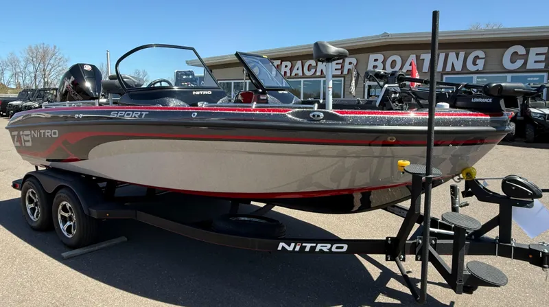 Slide: The Image of 2024 Nitro ZV19 Sport Pro boat on trailer at Tracker Boating Center. - 4
