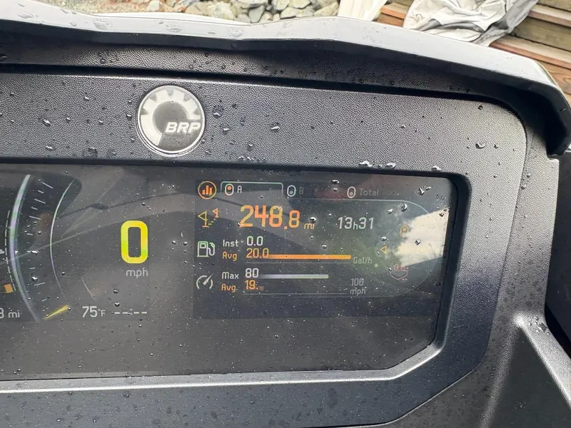 Slide: The Image of Dashboard of a 2022 Sea-Doo Wake Pro 230 with digital display showing 248.8 miles. - 4