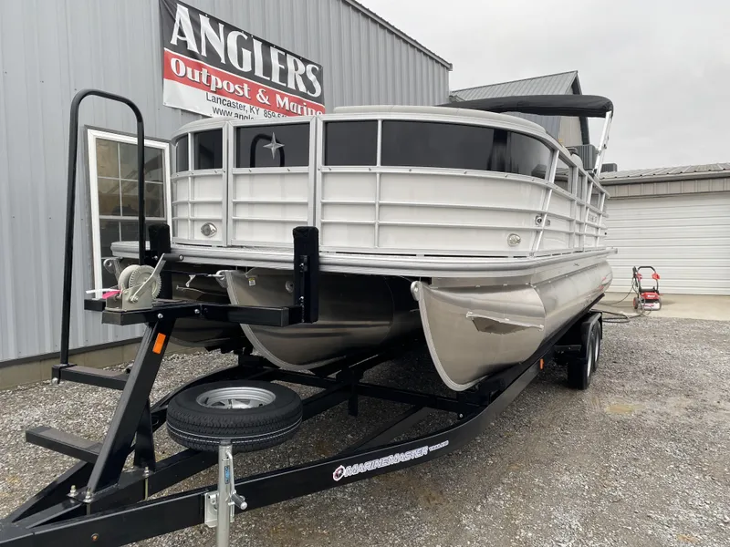 Slide: The Image of 2024 Berkshire 24RFX LE pontoon boat on trailer at Anglers Outpost & Marine. - 15