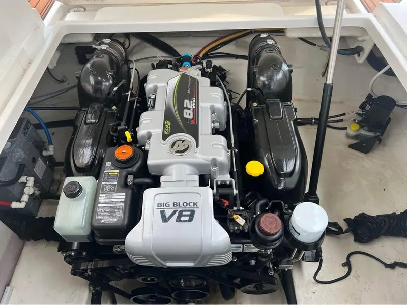 Slide: The Image of Engine compartment of a 2015 Monterey 295 Sport Yacht with a Big Block V8 engine. - 4