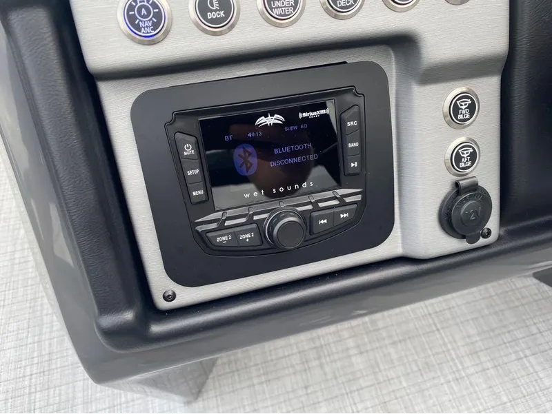 Slide: The Image of Control panel of 2025 Berkshire 23E STS with Bluetooth audio system. - 2