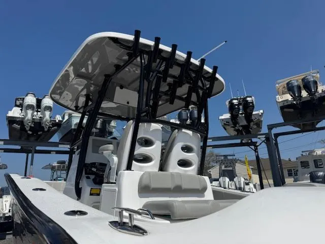 Slide: The Image of 2022 Cape Horn 27 XS boat with T-top and multiple rod holders. - 1